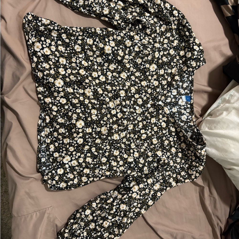 Old Navy Black Floral Blouse